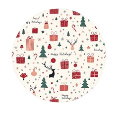 Happy Holiday Xmas Christmas Pattern Mini Round Pill Box (pack Of 5)