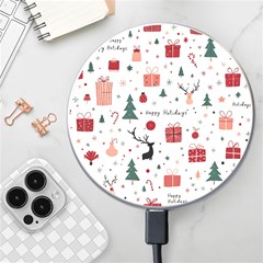 Happy Holiday Xmas Christmas Pattern Wireless Fast Charger(white) by Paksenen