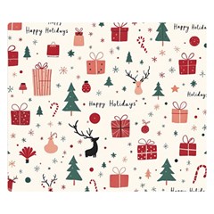 Happy Holiday Xmas Christmas Pattern Premium Plush Fleece Blanket (small) by Paksenen