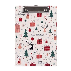 Happy Holiday Xmas Christmas Pattern A5 Acrylic Clipboard by Paksenen