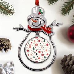 Happy Holiday Xmas Christmas Pattern Metal Snowman Ornament