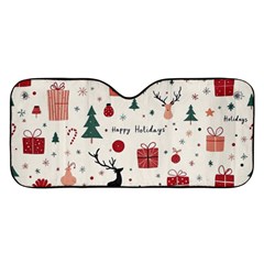 Happy Holiday Xmas Christmas Pattern Car Windshield Sunshade by Paksenen