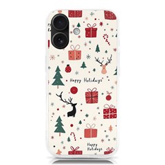 Happy Holiday Xmas Christmas Pattern Iphone 16 Tpu Uv Print Case by Paksenen