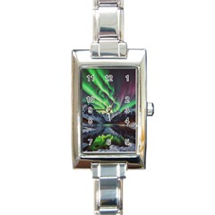 Lake Mountains Aorora Northern Lights Snow Rectangle Italian Charm Watch