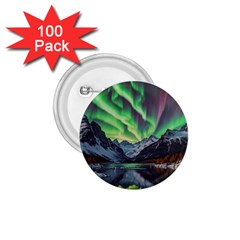 Lake Mountains Aorora Northern Lights Snow 1 75  Buttons (100 Pack)  by Paksenen