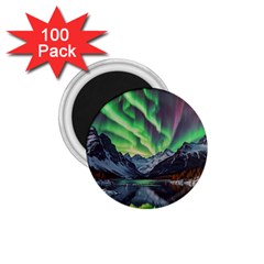 Lake Mountains Aorora Northern Lights Snow 1 75  Magnets (100 Pack)  by Paksenen