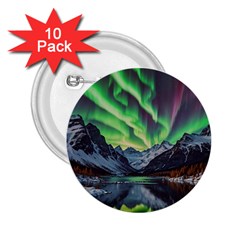 Lake Mountains Aorora Northern Lights Snow 2 25  Buttons (10 Pack)  by Paksenen