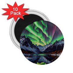 Lake Mountains Aorora Northern Lights Snow 2 25  Magnets (10 Pack) 