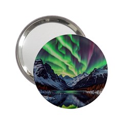 Lake Mountains Aorora Northern Lights Snow 2 25  Handbag Mirrors