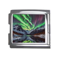 Lake Mountains Aorora Northern Lights Snow Mega Link Italian Charm (18mm) by Paksenen