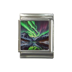 Lake Mountains Aorora Northern Lights Snow Italian Charm (13mm) by Paksenen