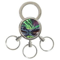 Lake Mountains Aorora Northern Lights Snow 3-ring Key Chain