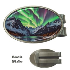 Lake Mountains Aorora Northern Lights Snow Money Clips (oval) 