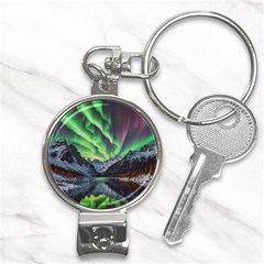 Lake Mountains Aorora Northern Lights Snow Nail Clippers Key Chain by Paksenen