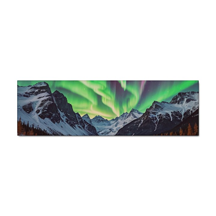 Lake Mountains Aorora Northern Lights Snow Sticker (Bumper)