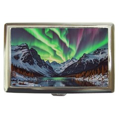 Lake Mountains Aorora Northern Lights Snow Cigarette Money Case by Paksenen