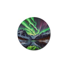 Lake Mountains Aorora Northern Lights Snow Golf Ball Marker