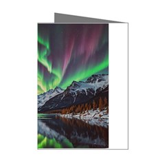 Lake Mountains Aorora Northern Lights Snow Mini Greeting Cards (pkg Of 8) by Paksenen