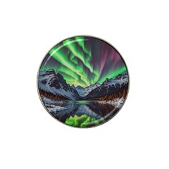 Lake Mountains Aorora Northern Lights Snow Hat Clip Ball Marker by Paksenen