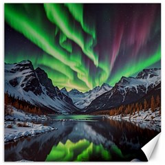 Lake Mountains Aorora Northern Lights Snow Canvas 12  X 12 