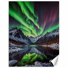 Lake Mountains Aorora Northern Lights Snow Canvas 12  X 16 