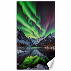 Lake Mountains Aorora Northern Lights Snow Canvas 40  X 72  by Paksenen