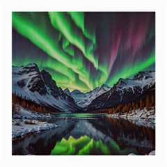 Lake Mountains Aorora Northern Lights Snow Medium Glasses Cloth (2 Sides)