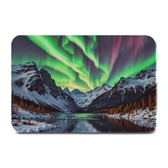 Lake Mountains Aorora Northern Lights Snow Plate Mats by Paksenen