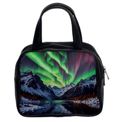 Lake Mountains Aorora Northern Lights Snow Classic Handbag (two Sides) by Paksenen