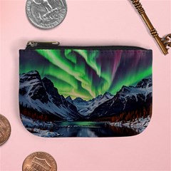 Lake Mountains Aorora Northern Lights Snow Mini Coin Purse