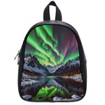 Lake Mountains Aorora Northern Lights Snow School Bag (Small) Front