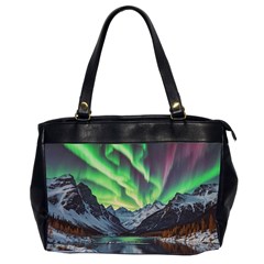 Lake Mountains Aorora Northern Lights Snow Oversize Office Handbag (2 Sides) by Paksenen