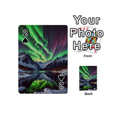 Lake Mountains Aorora Northern Lights Snow Playing Cards 54 Designs (mini) by Paksenen