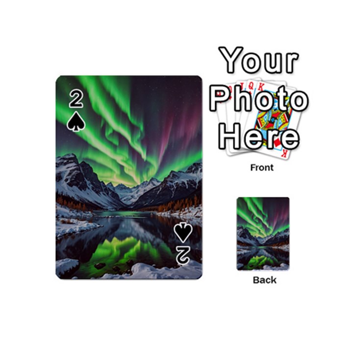 Lake Mountains Aorora Northern Lights Snow Playing Cards 54 Designs (Mini)