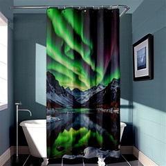 Lake Mountains Aorora Northern Lights Snow Shower Curtain 36  X 72  (stall) 