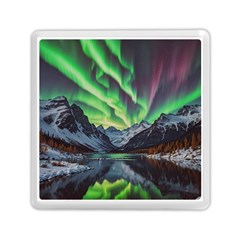 Lake Mountains Aorora Northern Lights Snow Memory Card Reader (square)