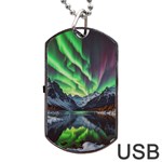 Lake Mountains Aorora Northern Lights Snow Dog Tag USB Flash (One Side) Front