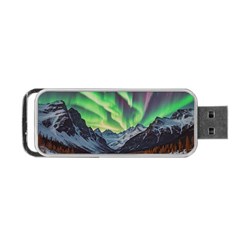 Lake Mountains Aorora Northern Lights Snow Portable Usb Flash (one Side) by Paksenen