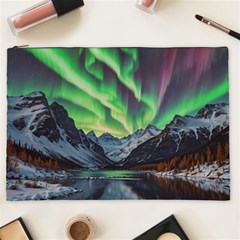 Lake Mountains Aorora Northern Lights Snow Cosmetic Bag (xxl) by Paksenen