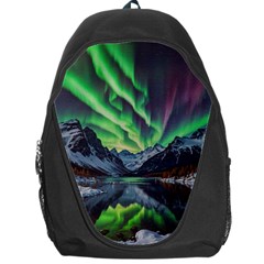 Lake Mountains Aorora Northern Lights Snow Backpack Bag by Paksenen