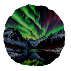 Lake Mountains Aorora Northern Lights Snow Large 18  Premium Round Cushions