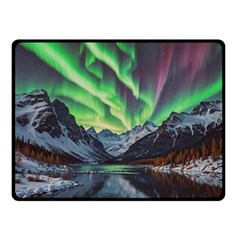 Lake Mountains Aorora Northern Lights Snow Two Sides Fleece Blanket (small) by Paksenen