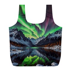 Lake Mountains Aorora Northern Lights Snow Full Print Recycle Bag (l)