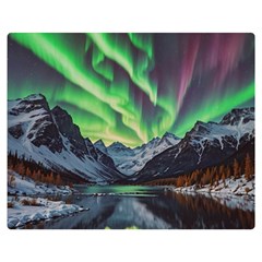 Lake Mountains Aorora Northern Lights Snow Two Sides Premium Plush Fleece Blanket (teen Size) by Paksenen