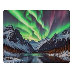 Lake Mountains Aorora Northern Lights Snow Two Sides Premium Plush Fleece Blanket (large) by Paksenen