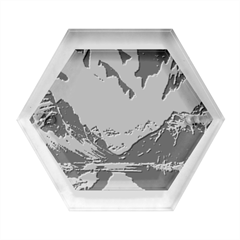 Lake Mountains Aorora Northern Lights Snow Hexagon Wood Jewelry Box by Paksenen