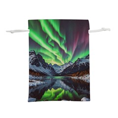 Lake Mountains Aorora Northern Lights Snow Lightweight Drawstring Pouch (m) by Paksenen