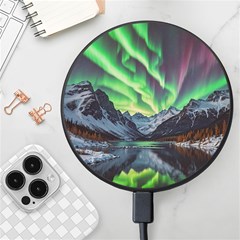 Lake Mountains Aorora Northern Lights Snow Wireless Fast Charger(black) by Paksenen