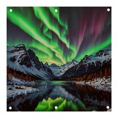 Lake Mountains Aorora Northern Lights Snow Banner And Sign 3  X 3  by Paksenen