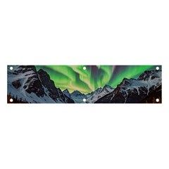 Lake Mountains Aorora Northern Lights Snow Banner And Sign 4  X 1  by Paksenen